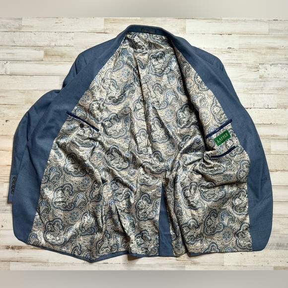 Lauren Ralph Lauren Blazer Jacket Men's 48L Blue Classic Liner Paisley Pattern - Picture 10 of 11
